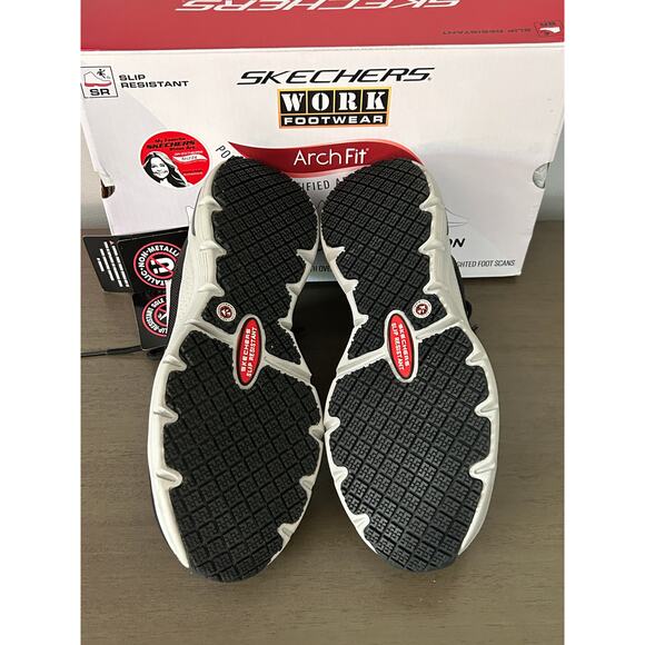 New Skechers Work Arch Fit Ebinal SR Black Sneaker Women’s Size 7 Composite Toe - Picture 6 of 9